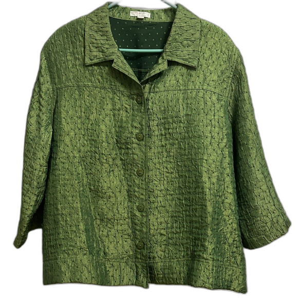 Erin London Green Women's Jacket Size 1X 3/4 Sleeve Erin Euc St. Patrick's Day - Picture 1 of 6